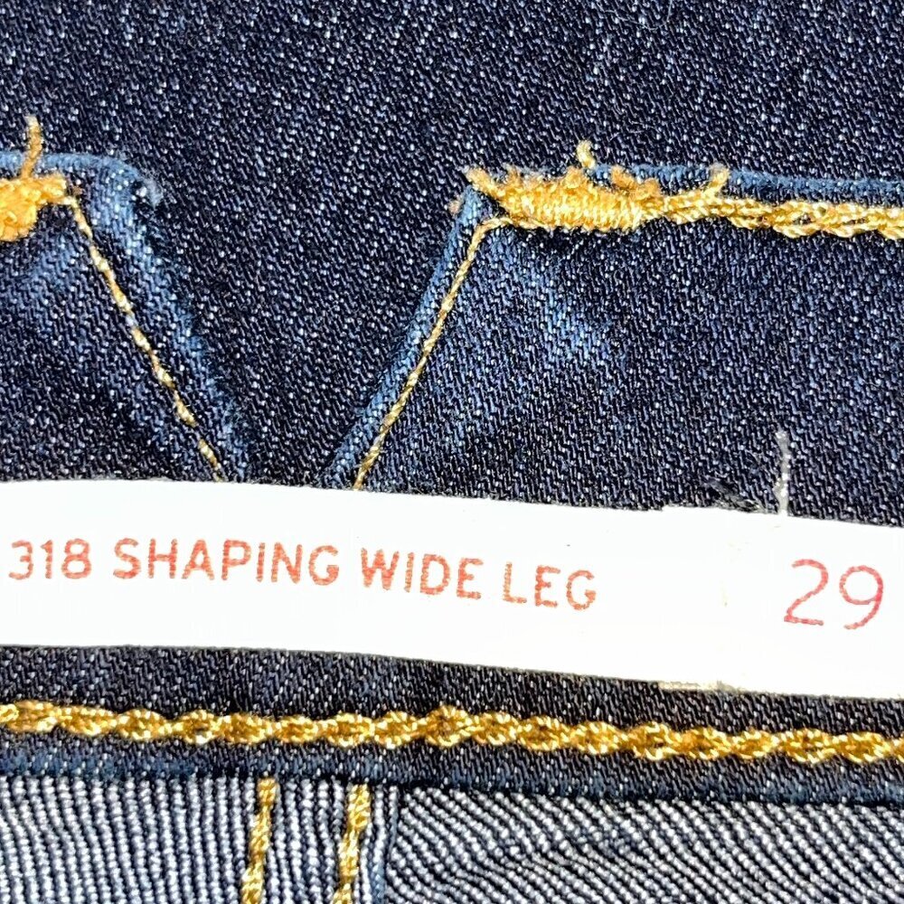 LEVI'S 318 SHAPING EXTRA WIDE LEG DARK WASH STRETCH DENIM JEANS - NWOT - W29 L31 - Picture 11 of 14